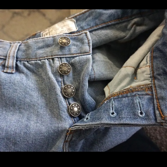 Free People Patchwork Jeans Relaxed Straight Skinny Mid-Rise 26 - Picture 3 of 8
